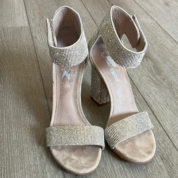 Jeffrey Campbell Silver Sparkly Thick Heel Sandals Size 5.5. - Picture 2 of 12